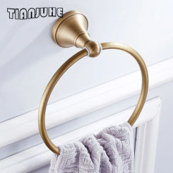Towel Ring Antique Brass Hand Towel Holder Bathroom Accessories Brushed Shower Towel Hanger Round Wall Mounted