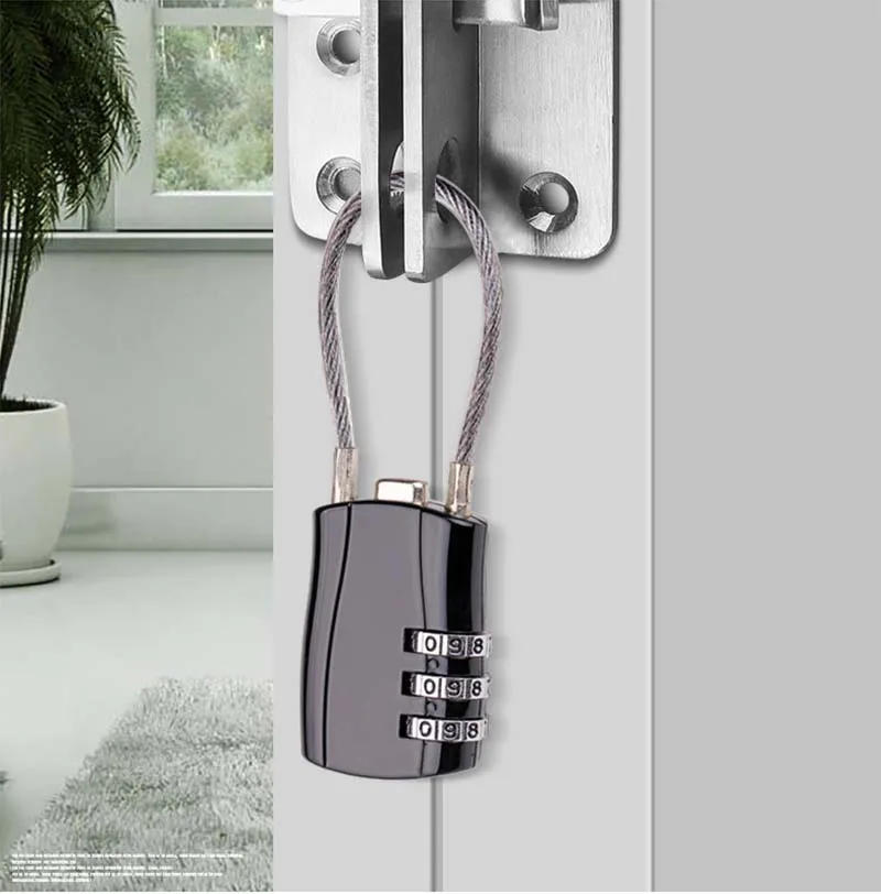 Description Picture 6 of item1pc Combination Lock Soft Steel Cable Wire Lock Storage Cabinet Electric Vehicles File Cabinet Tool Box Case Password Lock