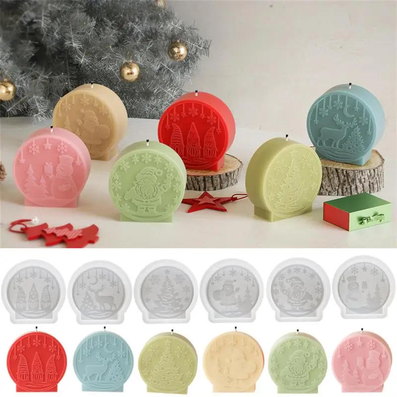 Description Picture 3 of itemChristmas Ornaments Silicone Candle Mold DIY Scented Candle Relief Snowman Elk Plaster Resin Soap Molds Home Christmas Decor