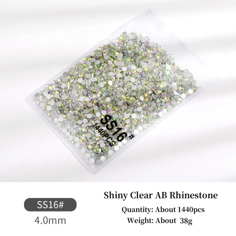 Description Picture 5 of itemwholesale Clear AB/White Glass Nail Art Decorations ss3 ss4 ss5 ss6 ss8 ss10 ss16 ss20 Glass Non HotFix Nail Art Rhinestones