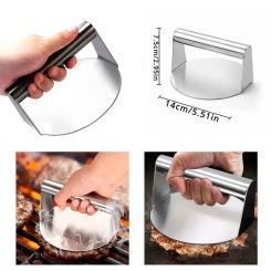 Food Graded Smash Hamburger Presser 304 Stainless Steel Hamburger Patties Meat Masher Circular Meat Press Mold Burger Press