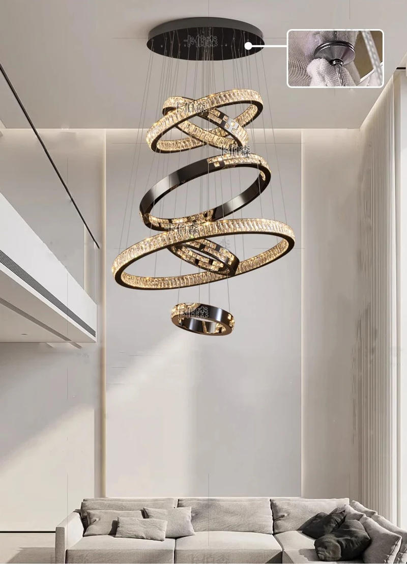 Description Picture 6 of itemModern home decoration crystal chandelier, stair Pendant lamp, living room Pendant lights, interior lighting