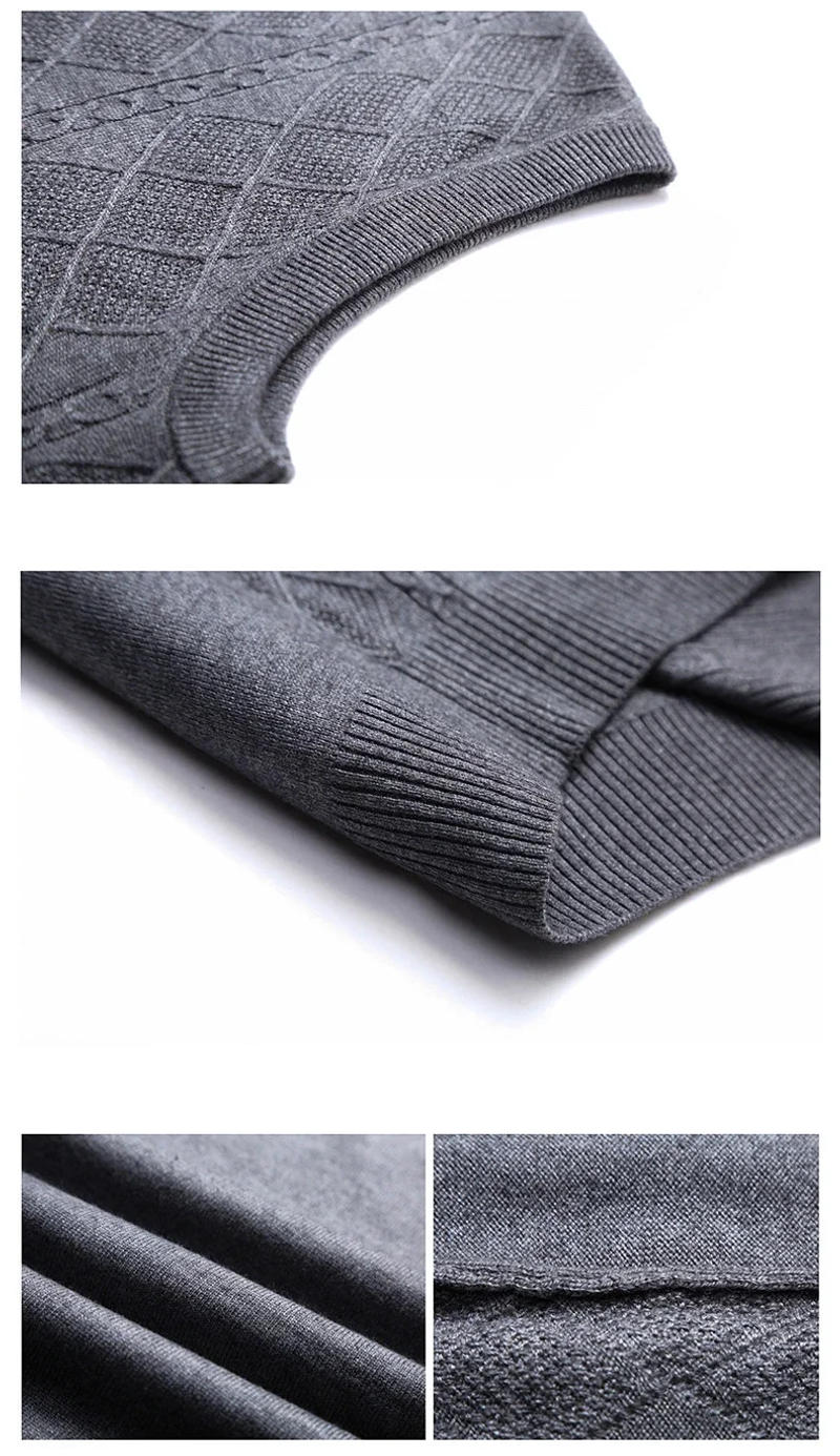 Description Picture 3 of itemAutumn 2024 and Winter New Men's Wool Vest Business Casual Geometry V-neck Sleeveless Knit Sweater Male Brand Clothes