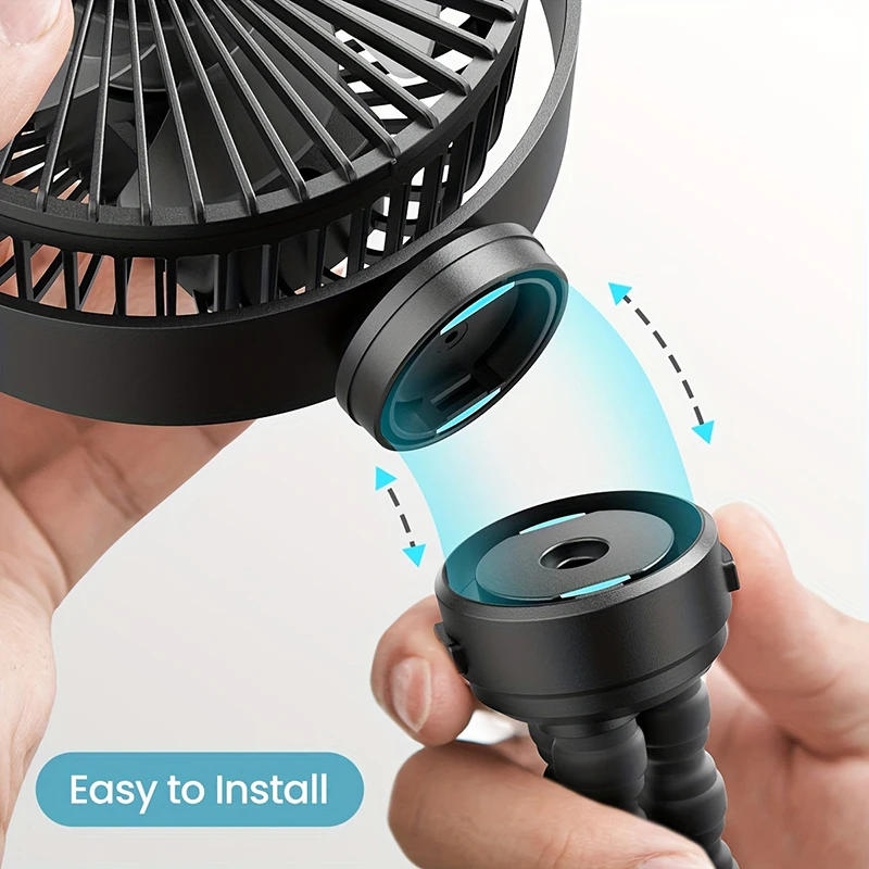 Description Picture 3 of itemFan for Cart Stroller Fans Portable Outdoor Fan Clip On for Baby 3 Speeds USB Rechargeable Handheld Electric Fan Home New