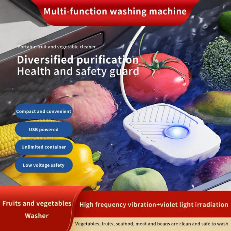 Description Picture 2 of itemPortable Fruit Vegetable Washers Ultrasonic Cleaning Machine Washing IPX7 Waterproof Multifunctional Machine Cleaner For Kitchen