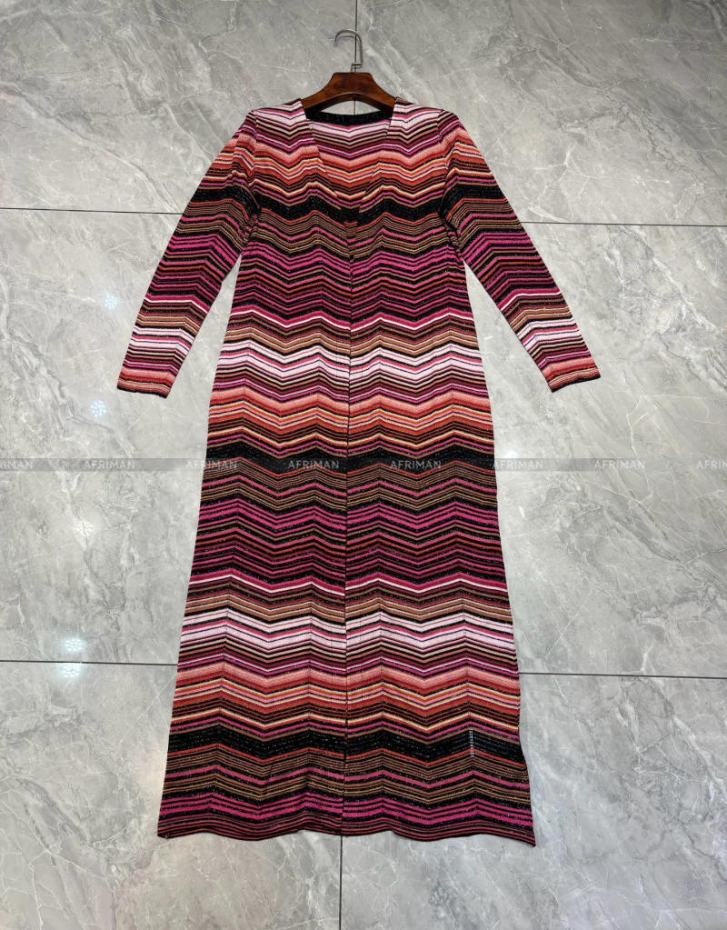 Description Picture 6 of itemWomen Chevron Striped Sequined Long Knit Cardigans Coat