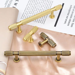 Brass Kitchen Cabinet Handles Carved Linear Drawer Knobs Textured Wardrobe Pull Bar Furniture Door Brass Hardware Dresser Knob