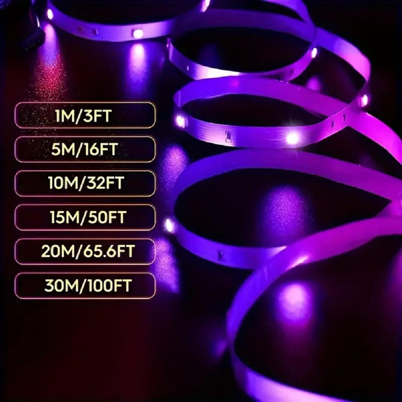Description Picture 3 of item1M-30M LED Strip Lights RGB 5050 5V 16 million colors Smart App Control Music Sync Color Changing for Party Home Decor Luces Led