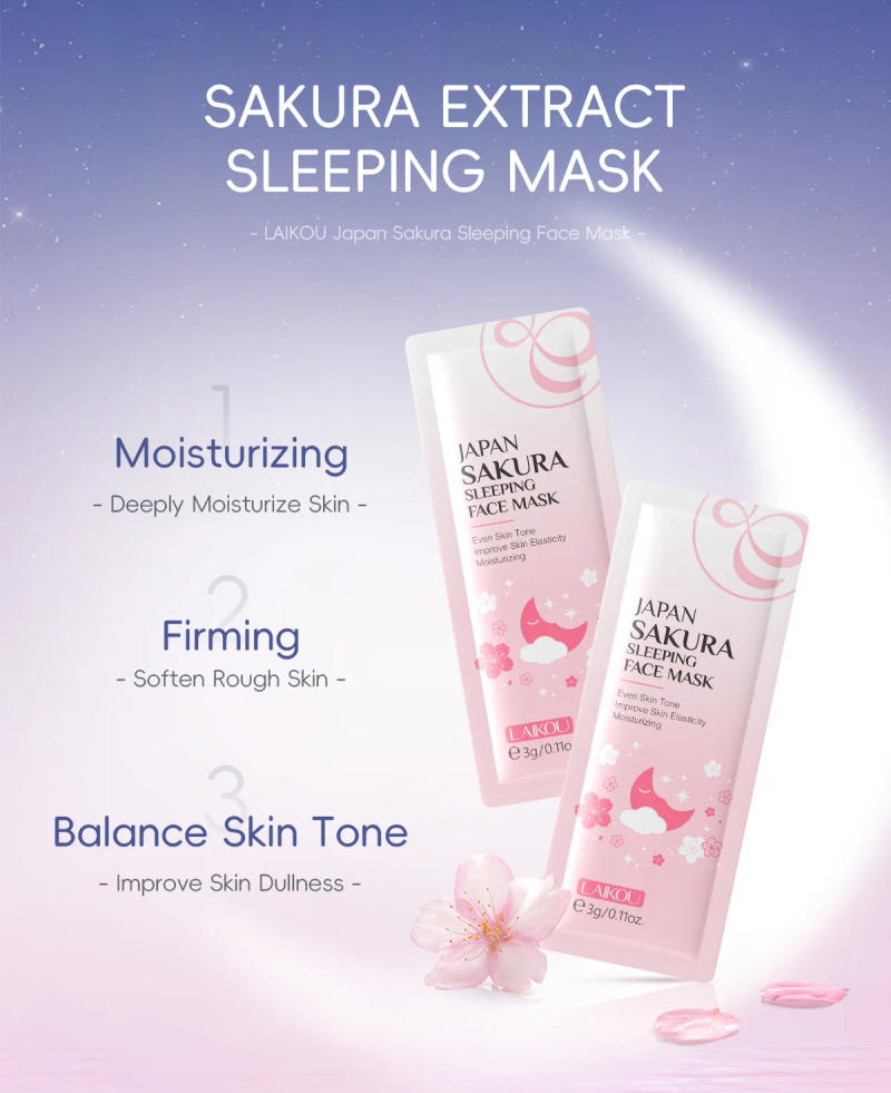 Description Picture 3 of itemLAIKOU 5pcs Moisturizing Facial Mask Hydrating Sleeping Face Sheet Masks Repairing & Nourishing Night Face Mask Skin Care