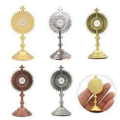 Catholic Christian Communion Statue Gold Jesus Hominum Salvator Home Office Table Decoration Cross Figurine Religion Gift