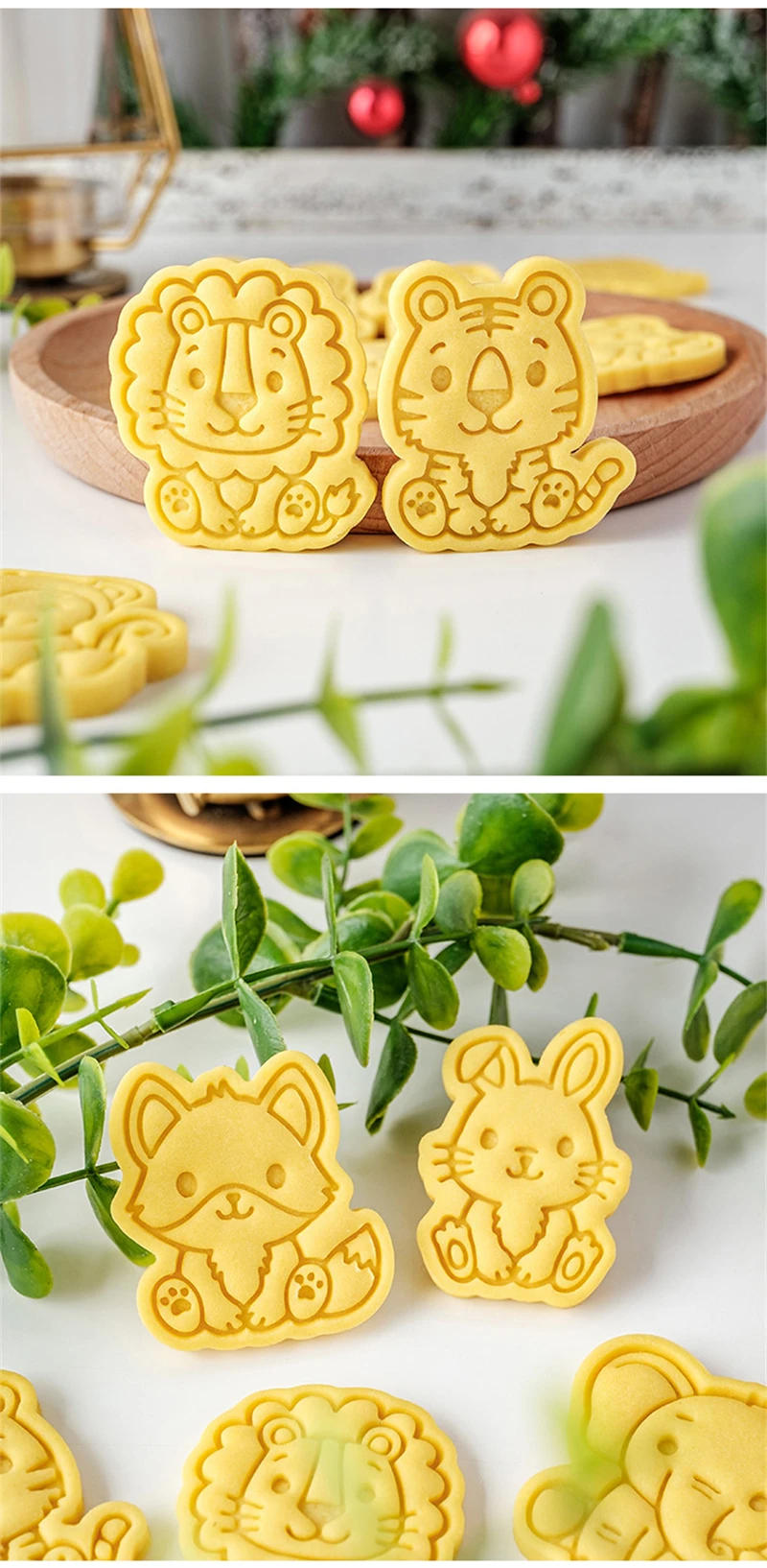 Description Picture 5 of itemCartoon Animals Cookie Cutter Jungle Animal Cute Tiger Lion Cat Dog Bear Elephant Biscuit Stamp Embossing Tools Cake Decoration
