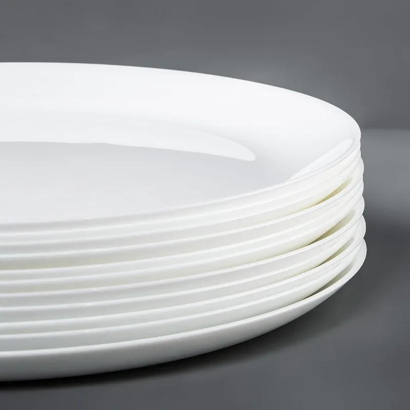 Description Picture 3 of itemDinner Plates Set of 12, Tempered Glass White Plates, 10-1/2-Inch Round Dish Set, Microwave & Dishwasher Safe Glass Plate Set