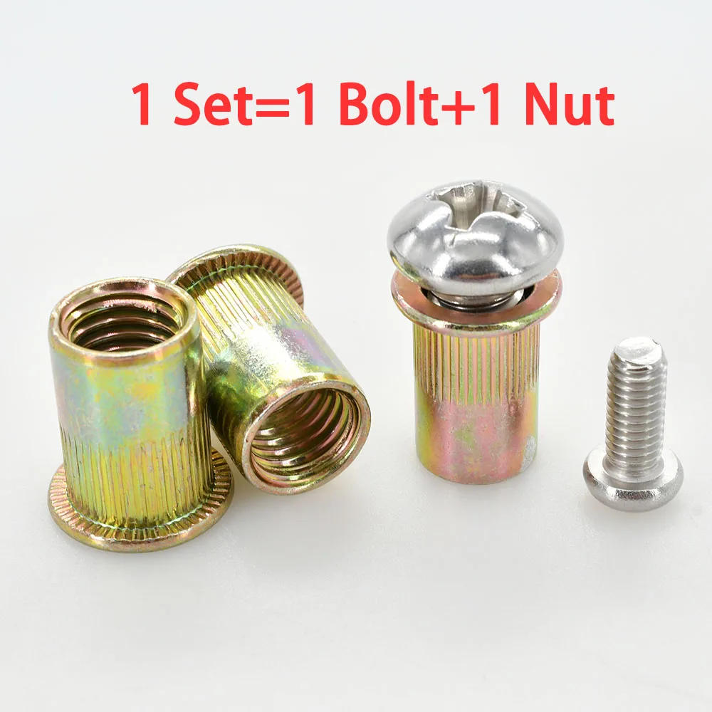 Description Picture 3 of itemZinc Rivet Nut M3 M4 M5 M6 M8 M10 Carbon Steel Insert Nuts Threaded Phillips Stainless Steel Bolt Nut Set Screw Rivetnut Kit
