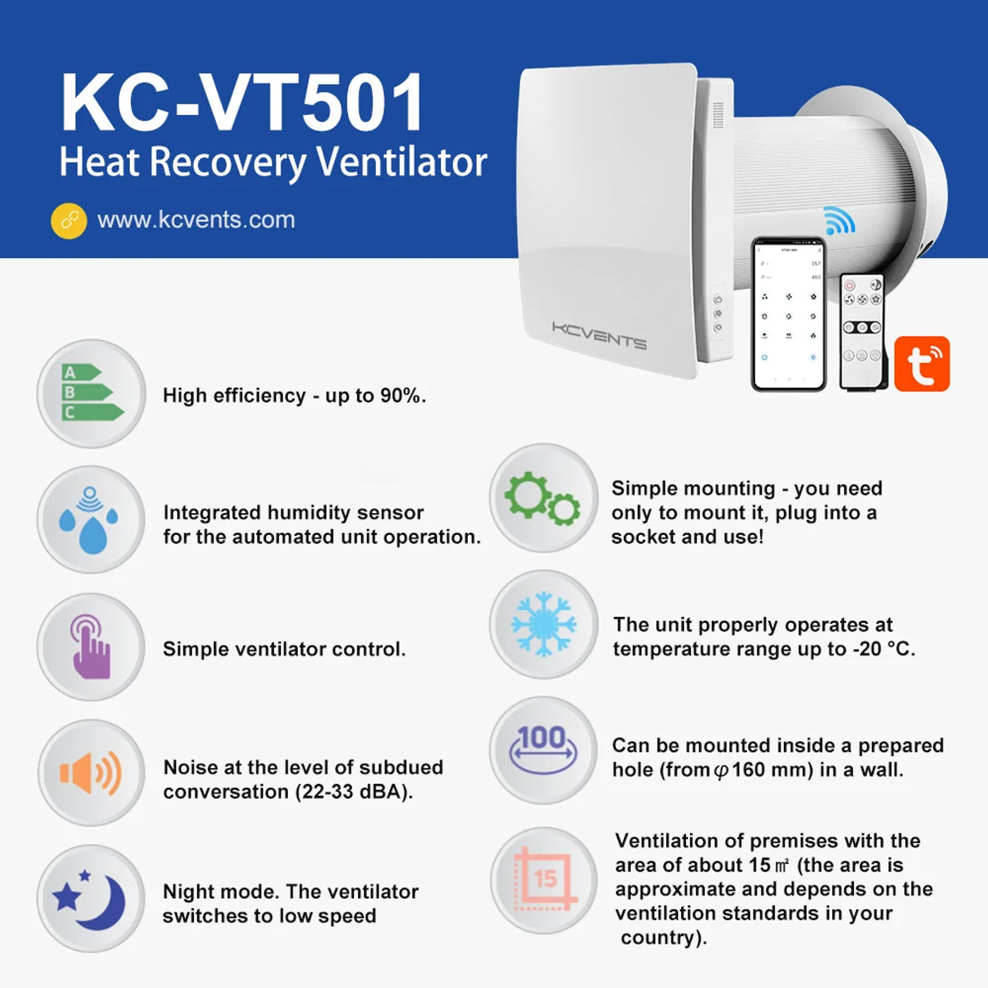 Description Picture 2 of itemDecentralized Ventilation System With Heat Recovery Single Room ERV VT501