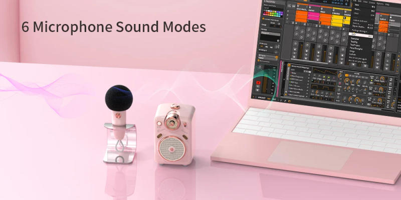 Description Picture 5 of itemDivoom Fairy-OK Retro Mini Karaoke Speaker with Microphone Karaoke Function with Voice Change, FM Radio, TF Card