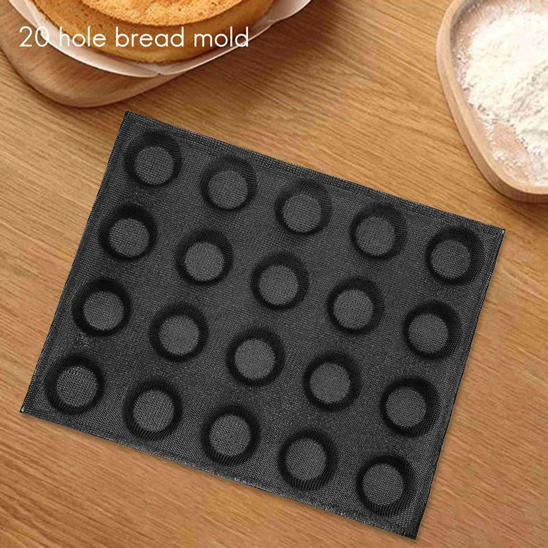 Description Picture 6 of item20-Hole Silicone Mold Cake T Mini Pizza Model Round Bread Hamburger Mold Non-Stick Baking Tray Tool