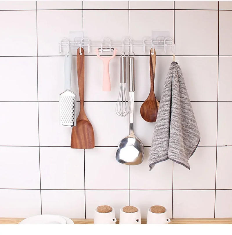 Description Picture 4 of itemMultifunctional Kitchen Wrought Iron Hook Multi-row Cabinet Storage Rack Six-row Hook Wardrobe 6 Hook Finishing Rack