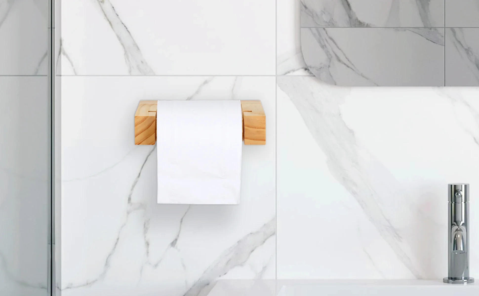 Description Picture 6 of itemNail-Free Wooden Square Toilet Paper Holder Bathroom accessories hardwares Paper Towel Holder Kitchen  Roll Paper Holder