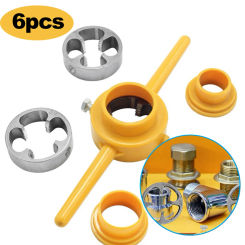 6pcs PVC Pipe Threader NPT Thread Tap Die Set Powerful 1/2 3/4 1 Inch Plumbing PVC Thread Tool Maker Screw Die Set Hand Tool