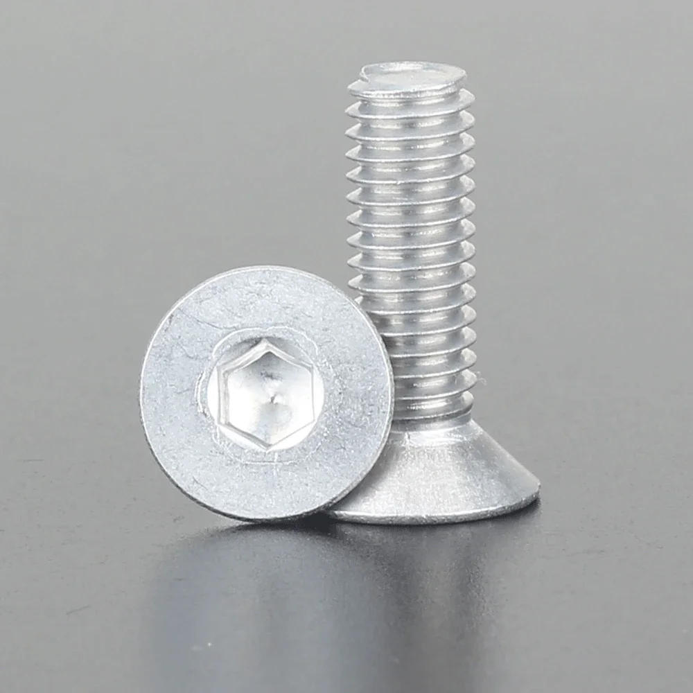 Description Picture 2 of itemM2M4M5M6M8x4/5/6/8/10/12/14/16mm 6063 Aluminum Alloy Flat Head Screw Bolts Hex Socket for Model Aircraft Car DIY