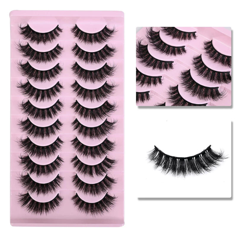 Description Picture 2 of itemNEW False Eyelashes Cat-Eye Fluffy Faux Mink Lashes 8D Wispy Lashes 10 Pairs Pack Dramatic Long Thick Volume Fake EyeLashes