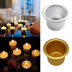 10Pcs Mini Round Candle Cup Gold Silver DIY Candlestick Making Tray Holder Container Accessory Aluminium Home Party Decor Part