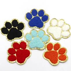 1PC New Paw Iron On Chenille Patches Towel Embroidered Patches DIY Clothes Applique For T-Shirt Jeans Hat DIY Crafts Supplies