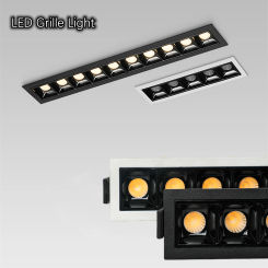 Recessed Anti-glare LED  Ceiling Lights AC110-220V Dimmable Black/White Aluminum Downlight COB Spot Light Grille Light