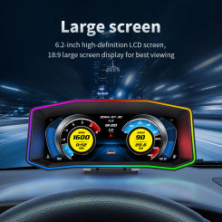 6.2 inch P4 Car Head Up Display OBD2 GPS On-board Computer Smart HUD Gauge Digital Speedometer RPM Water Temp Slope Meter Clock