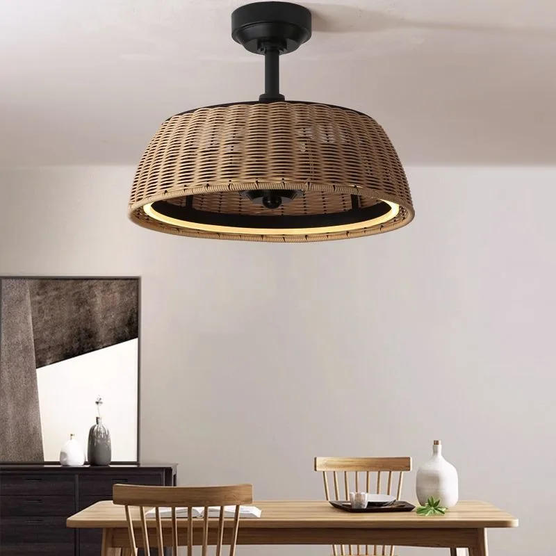 Description Picture 4 of itemCeiling Fans Rattan Boho Handwoven Wicker Lampshade Home Deco Interior Lighting Decoration LED Lampshade