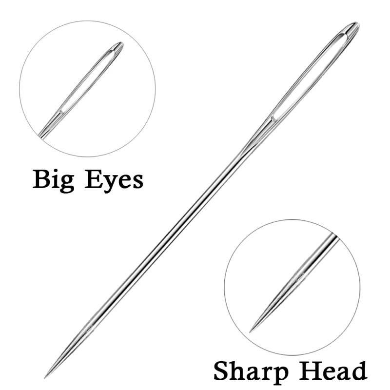 Description Picture 4 of item9 PCS/Box Stainless Steel Large Eye Needle Cross Stitch Knitting Needle Handmade Sewing Leather Embroidery Sewing Accessories 