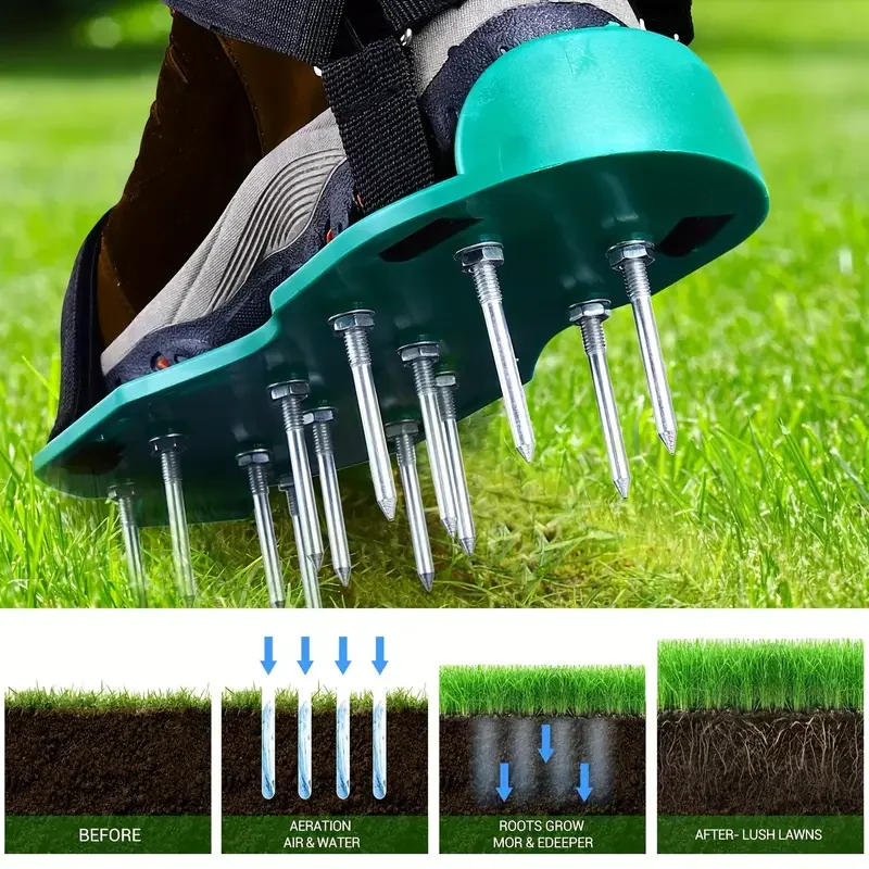 Description Picture 6 of item1Pair Lawn Aerator Spike Shoe Garden Lawn Aerator Shoes Garden Yard Grass Cultivator Scarification Nail Tool Garden Tools