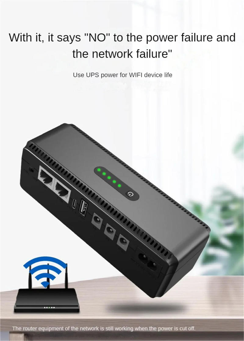 Description Picture 3 of itemDC UPS Battery Backup 10400mAh 5V 9V 12V 2A 15V 24V 1A 2A Output Uninterruptible Power Supply 85‑265V UPS Battery Backup EU Plug