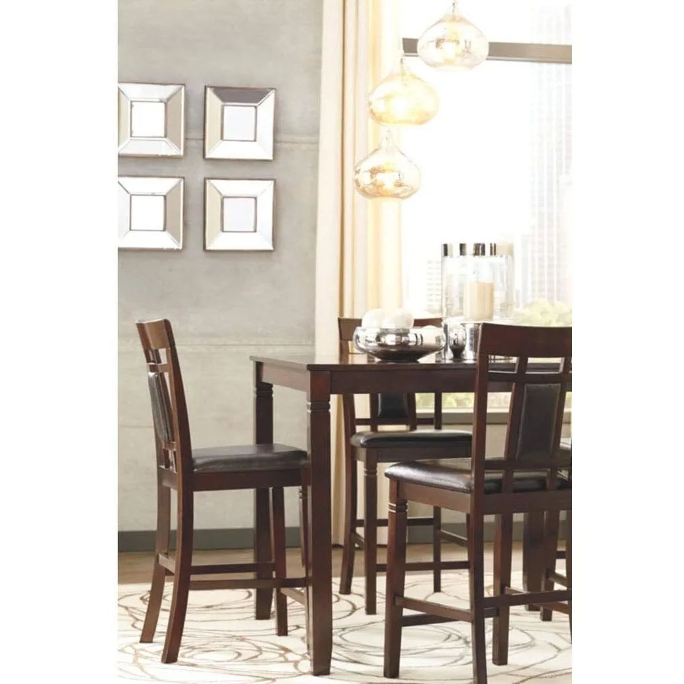 Description Picture 5 of itemBridson 5 Piece Counter Height Dining Room Set Including Table and 4 Bar Stools, 42.13 x 42.13 x 36 inches