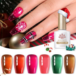 BORN PRETTY 10ml Jelly Nude Gel Nail Polish Christmas Nail Sheer Brown Red Green Translucent Gel Polish for Nails DIY at Home