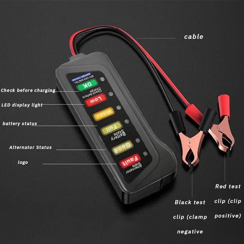 Description Picture 5 of itemBattery Tester Automobile Motorcycle Battery Car Batterys Testers ABS Red Yellow Green Display 12V Battery Level Tester