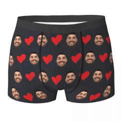 Personalized Face Photo Underwear Custom Heart Boxer Briefs Men Briefs Gift For Husband Anniversary Gift for Dad