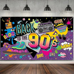 80S 90s Background Decoration Back To The 90s Backdrop Radio Skateboard Graffiti Birthday Party Background Photography Props