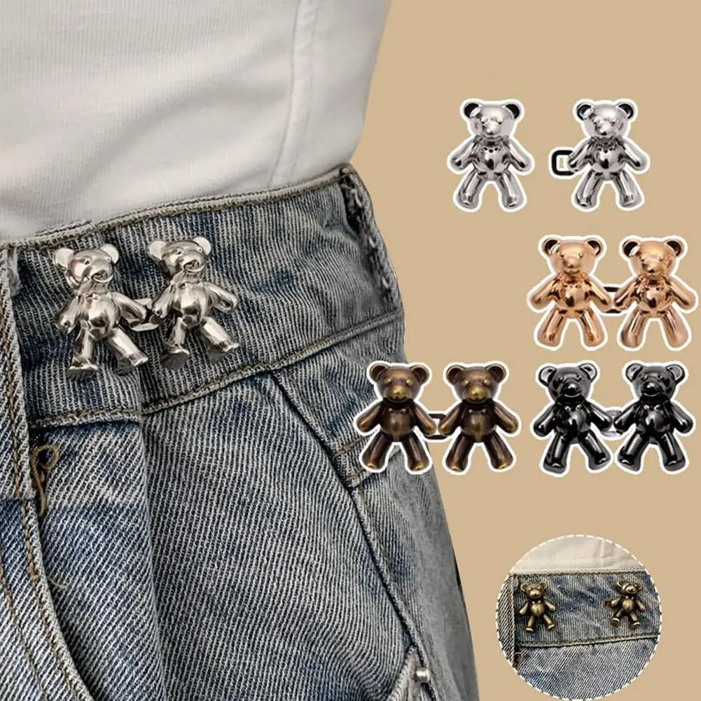 Description Picture 5 of item2Pcs Bear Shaped Adjustable Jean Button Waist Buckle Snap Pants  Extender Replacement Jeans  Attacher Pins