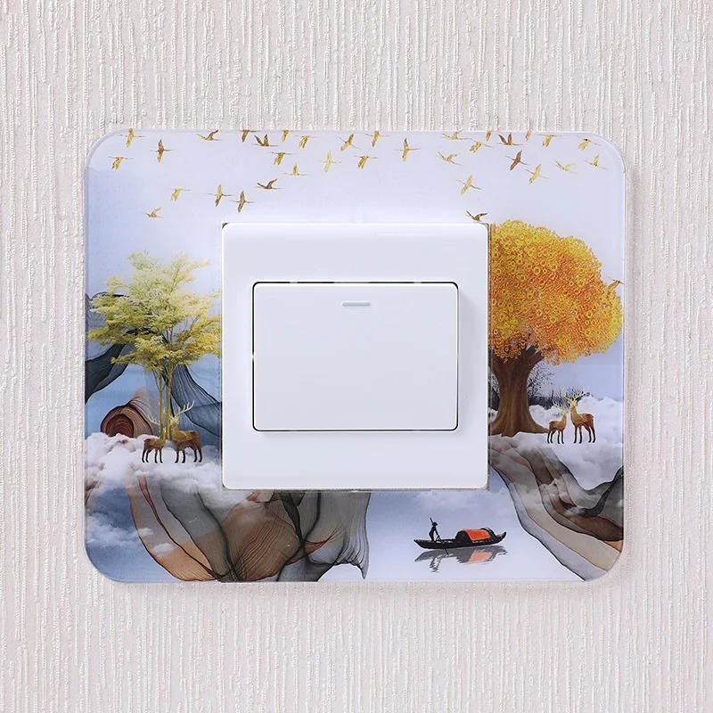 Description Picture 3 of itemMultiple Chinese style Acrylic Socket switch sticker Wall stickers Home decor Living room decoration Light switch cover plate