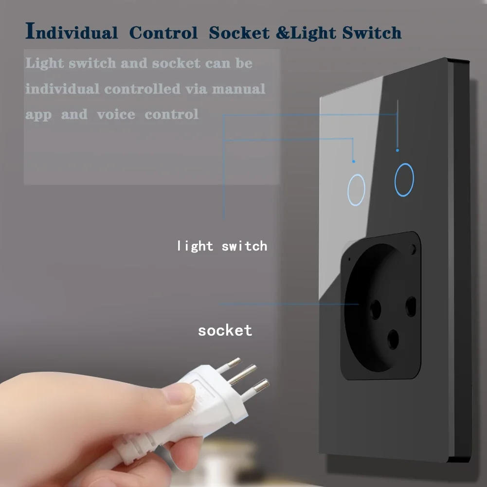 Description Picture 6 of itemMelery Israel Wall Socket Wifi Smart Light Switch Tuya Plug Electrical Outlet Touch Glass Panel Intelligent by Alexa Google Home