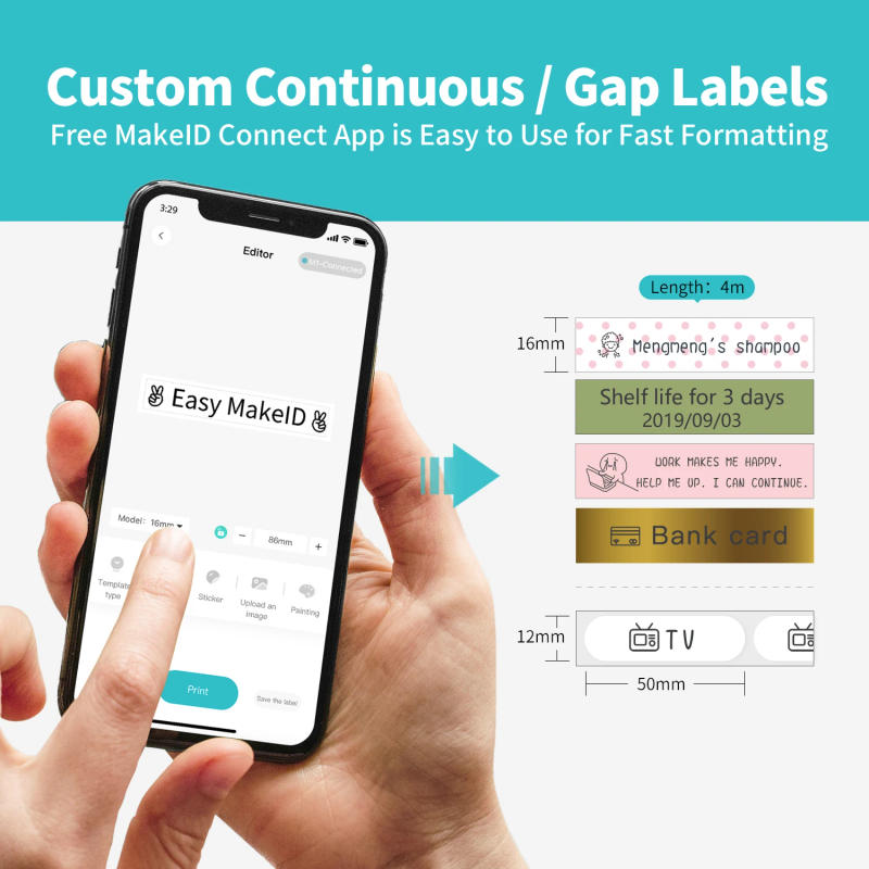 Description Picture 4 of item1Roll Adhesive Label Maker Paper for MAKEID M1/L1/E1 Mini/Mini HD Laminated Office Labeling Tape