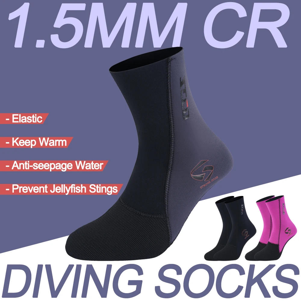 Description Picture 5 of item1 Pair 1.5MM Diving Socks Unisex CR Neoprene Swimming Surfing Boots Men Warm Water Sports Long Non-slip Wearable Beach Shoes