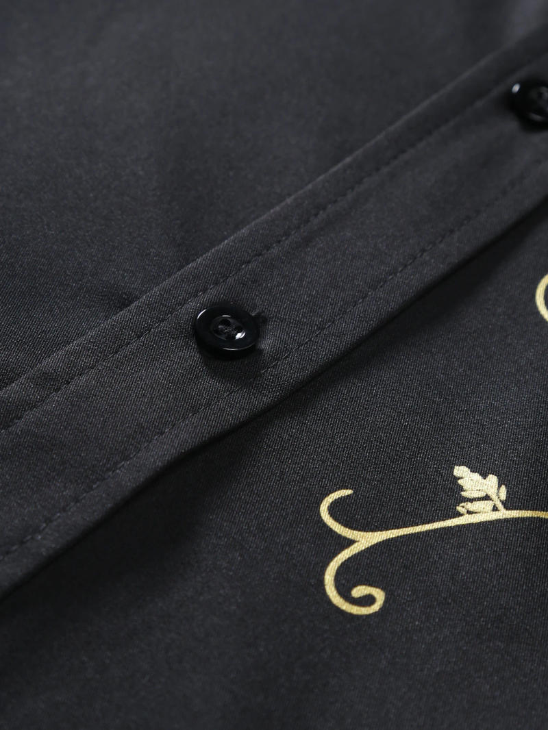 Description Picture 6 of itemMen's Hipster Shiny Design Slim Fit Long Sleeve Button Up Party Dress Shirts