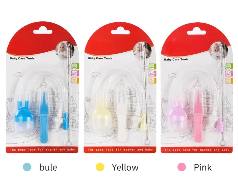 Description Picture 2 of item3Pcs Silicone Baby Nose Cleaner with Tweezer & Brush Set Anti-backwash Child Nasal Aspirator Ear Nose Clean Tweezer Clean Brush
