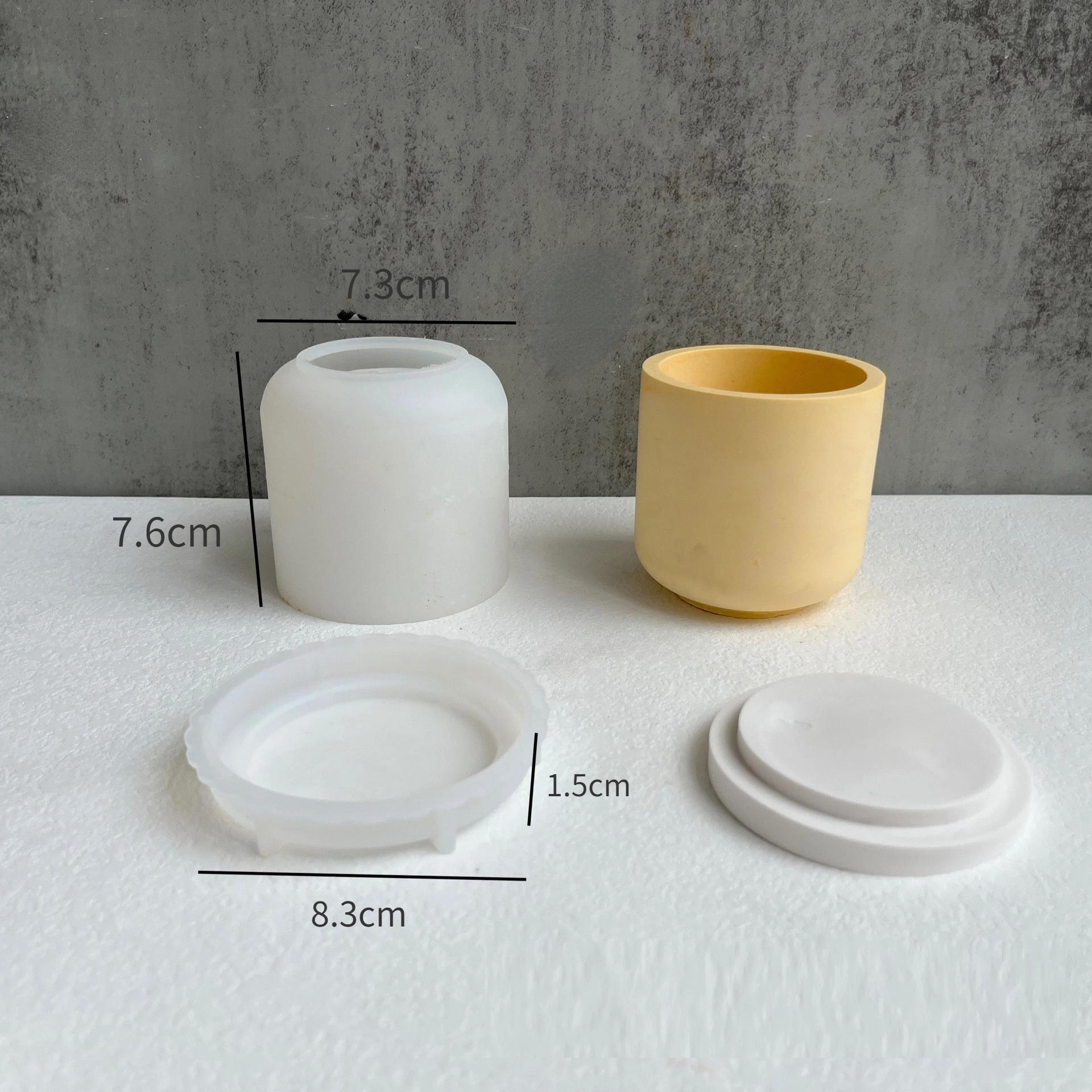 Description Picture 5 of itemRound Stripe with Cover Bottle Silicone Molds DIY Plaster Candle Jar Silicone Mold Succulent Plants Art Making Supplies Decor