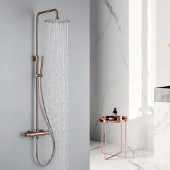 High-End 304 Stainless Steel Brushed Gold Bathroom Shower System with Constant Temperature Control