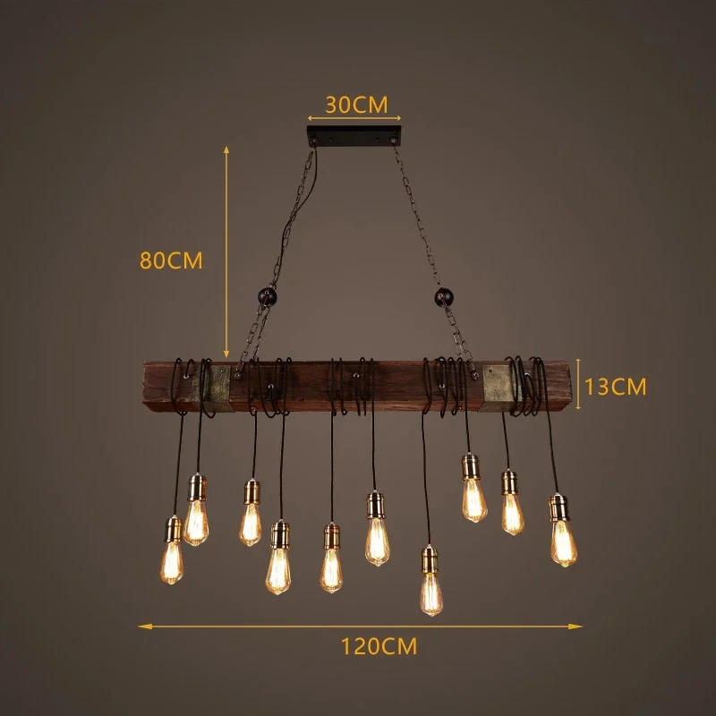 Description Picture 3 of itemCreative Retro Wood E27 LED Ceiling Antique Industrial Chandelier Lighting LOFT Bar Luminaire Vintage Pendant Lights Lustre