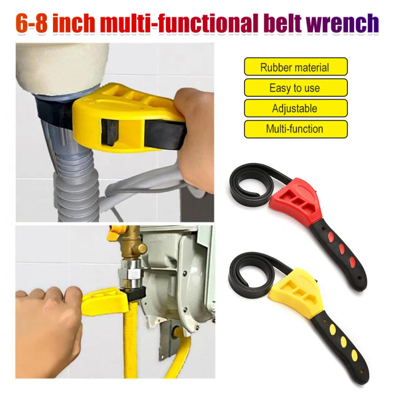 Description Picture 2 of item6/8 Inch Belt Wrench Oil Filter Spanner Set Rubber Band Wrench Can Opener Adjustable Water Pipe Pipe Multifunctional Wrench Tool