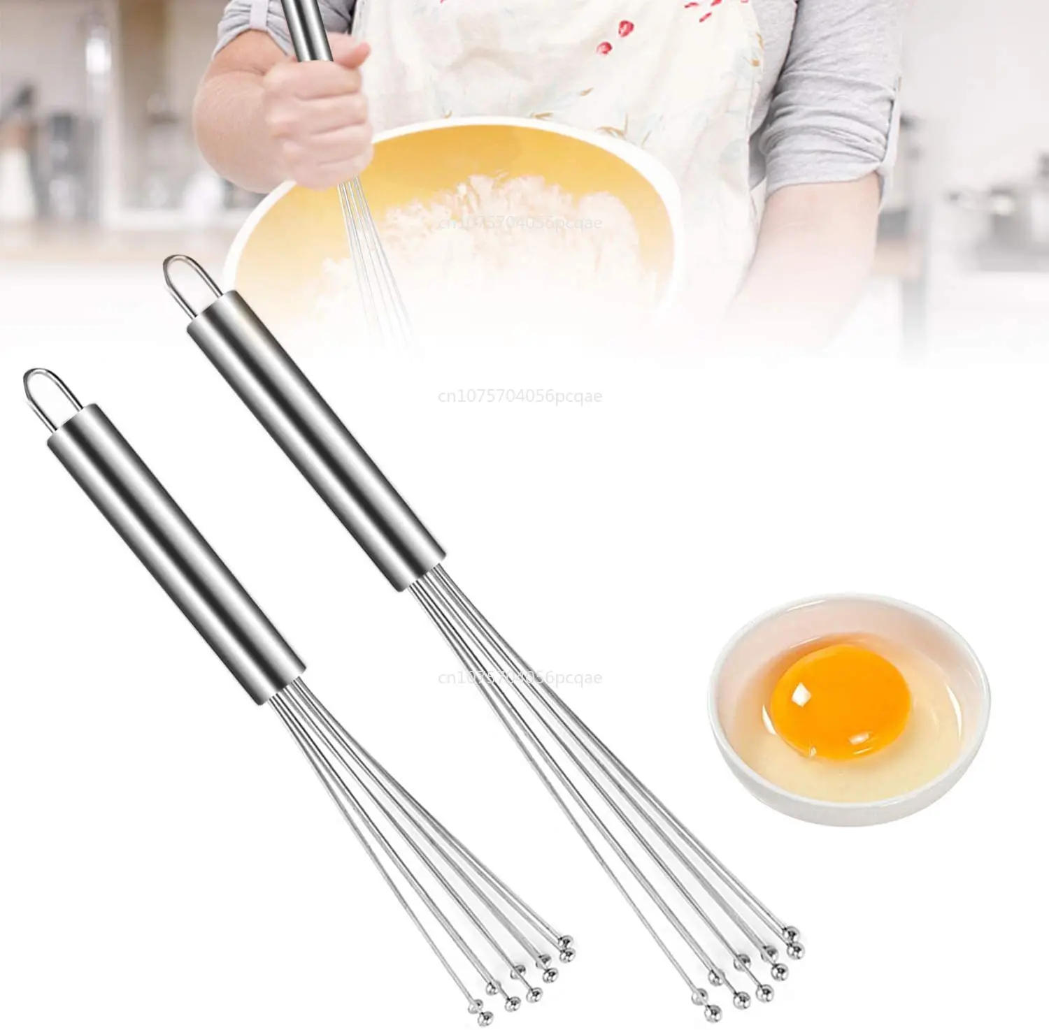 Description Picture 2 of itemStainless Steel Egg Stirring Rod Whisk Manual Butter Butter Flour Mixing Kitchen Mixer Baking Tools Cooking Tools